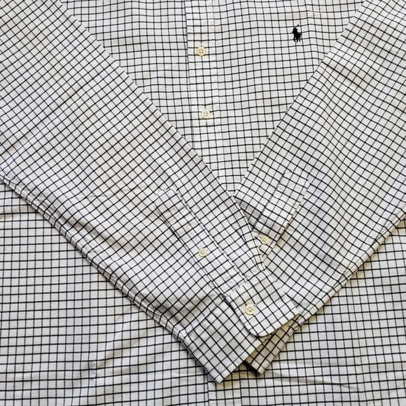 XL black+white grid pattern Ralph Lauren button-down shirt - Picture 4 of 4